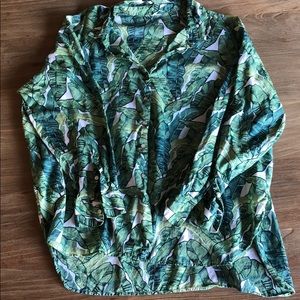 Banana Leaf Print Button Up